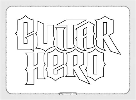 guitar hero logo  outline coloring sheet
