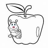 Worm Apple Coloring Larva Stock Cartoon Toddle Illustration Depositphotos sketch template