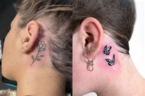 details    butterfly tattoos   ear super hot