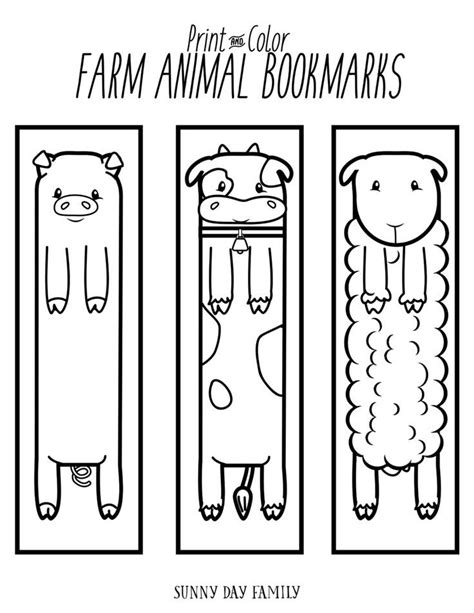 printable farm animal bookmarks  kids  color bookmarks kids