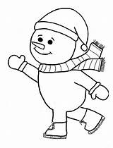 Snowman Winter Skate Playing Coloring Mr Season Color sketch template