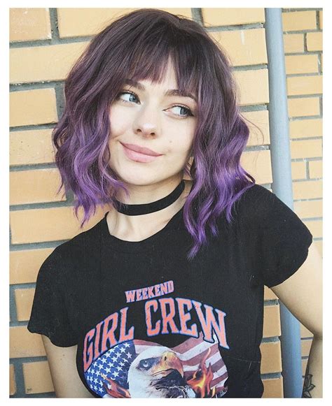 Purple Ombre Hair Short Short Dyed Hair Short Hair With Bangs