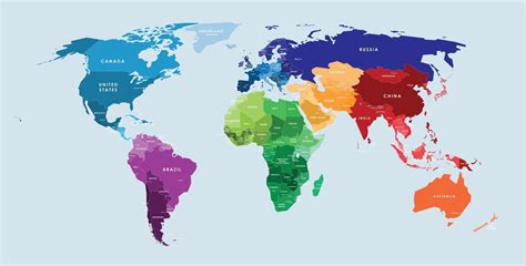 mapa del mundo vectorial colorido completo  todos los nombres de paises  ciudades capitales