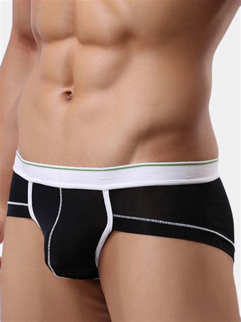 mens sexy translucent ice silk low waist casual briefs casual