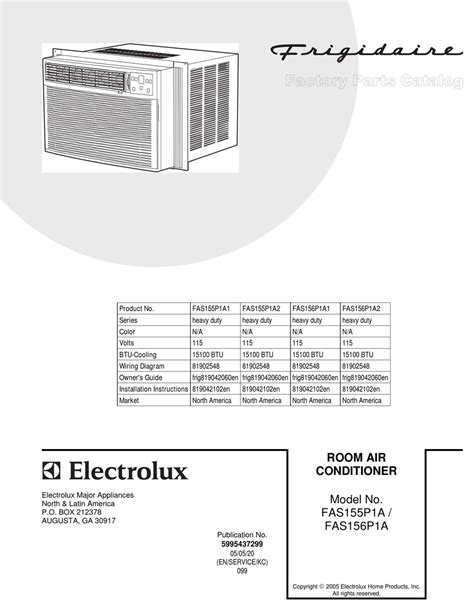 frigidaire faspa air conditioner factory parts catalog manualslib