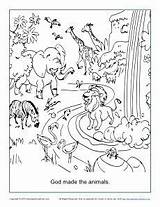 Coloring Animals Pages Creation God Bible Animal Made Man Kids Created Clipart School Crafts Sunday Sheets Lds Color Adult Books sketch template