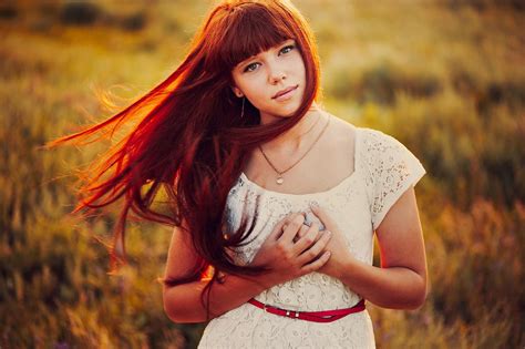 women dress white dress long hair redhead bangs women outdoors hd wallpapers desktop and