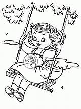 Swing Coloring Girl Kids Pages Drawing Summer Girls Afrikaans Seasons Printables Kid Wuppsy School Cute Color Colouring Printable Book Books sketch template