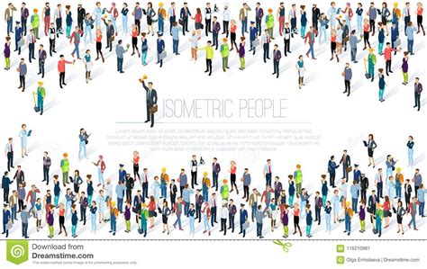 isometric people crowd cartoon vector 116210981