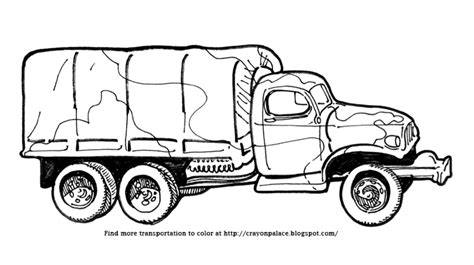 crayon palace  army truck coloring page