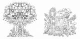 Enchanted Forest Coloring Book Inky Quest Garden Secret sketch template