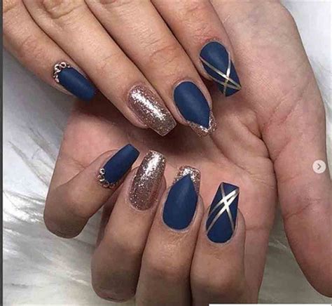navy blue  yellow nail designs daily nail art  design