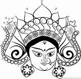 Durga Face Maa Dot Kids Coloring Pages Dots Connect Template sketch template