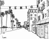 Drawing Boardwalk Venice Beach California Sketch Line sketch template