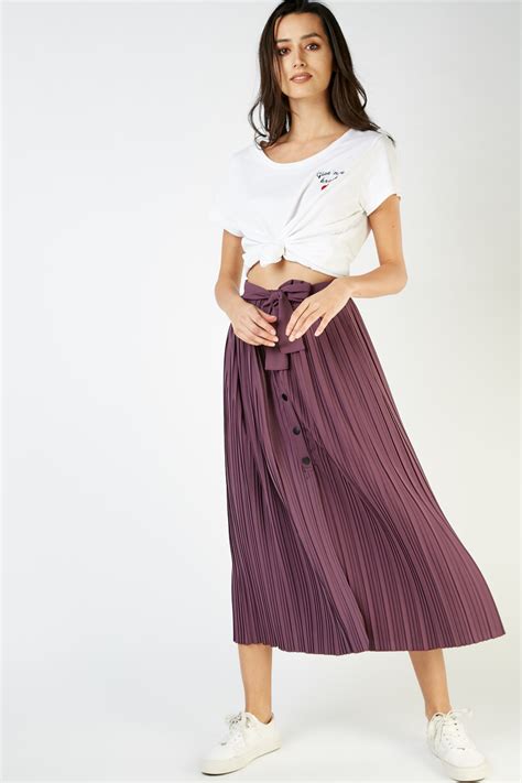button front midi pleated skirt just 7