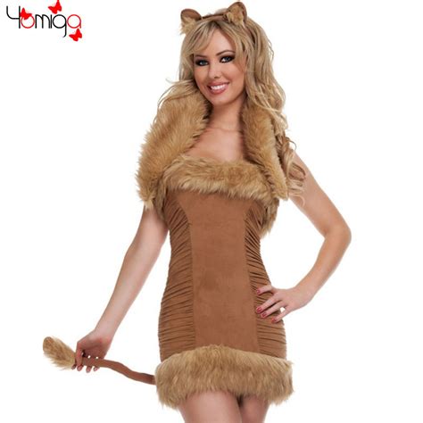 Halter Backless Sexy Lion Costume Halloween Cosplay Party Outfit Fancy