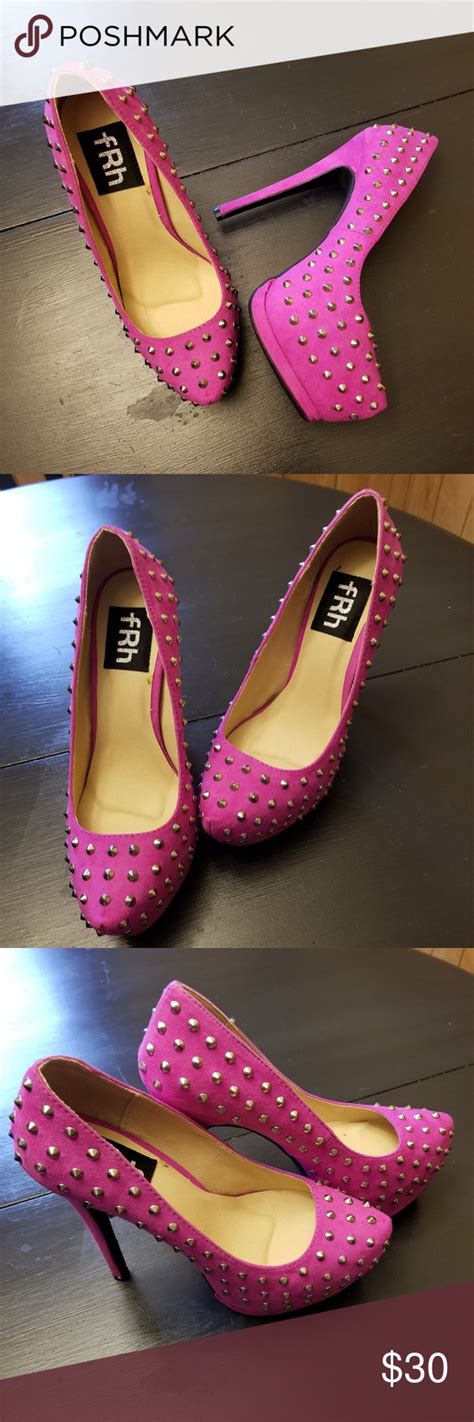 pink studded stilettos brand  stilettos pink  studs  worn