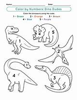 Color Number Dino Worksheet Worksheets Dinosaur Colors Dudes Education Simple Dinosaurs Numbers Preschool sketch template