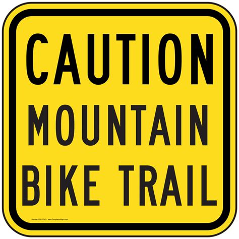 caution mountain bike trail sign pke  recreation