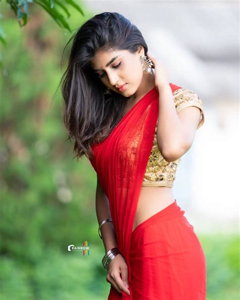 Kannada Actress Divya Suresh In Red Saree Photos South Indian Actress