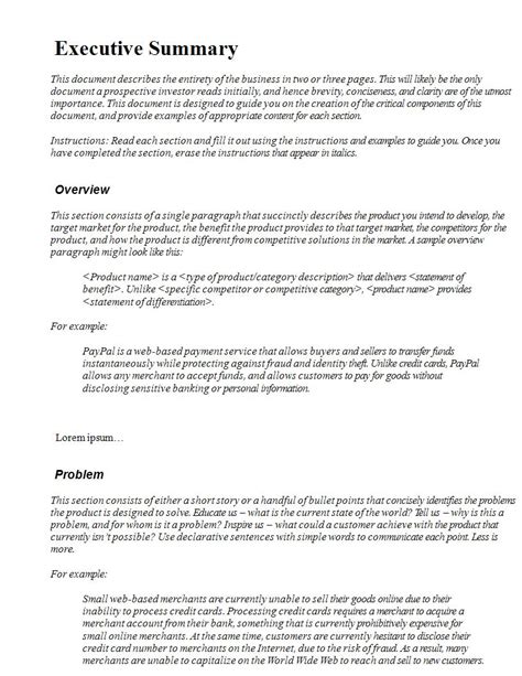 executive summary  examples word pages google docs