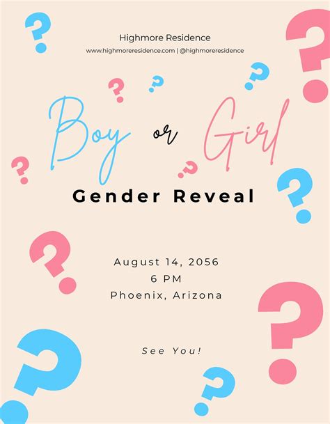 pink gender reveal flyer  illustrator psd  word publisher google docs pages