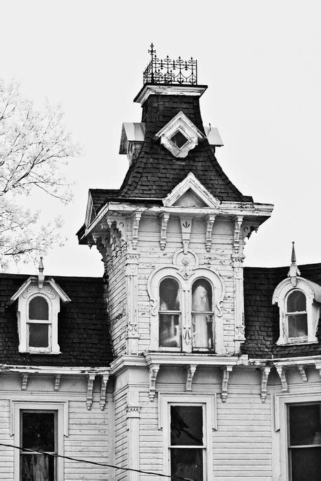 black  white ghost haunted house creepy  horror image