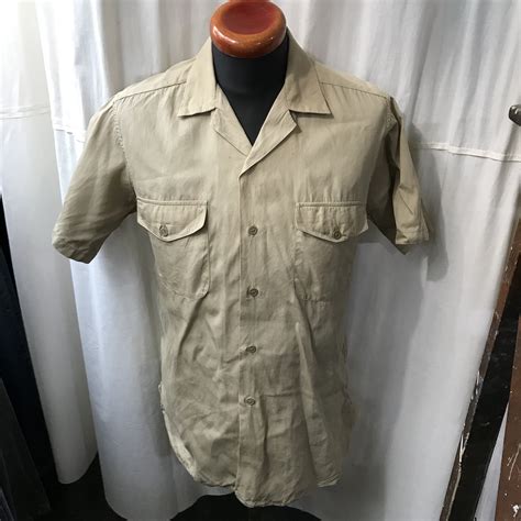 ~60s Vintage Creighton U S N Uniform アメリカ海軍 マチ付き開襟シャツ メンズ