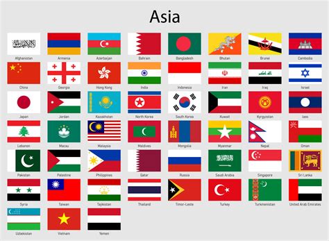 set  flags asian countries  asia flag  vector art  vecteezy