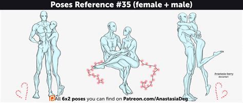 Poses Reference 35 Female Male By Anastasia Berry On