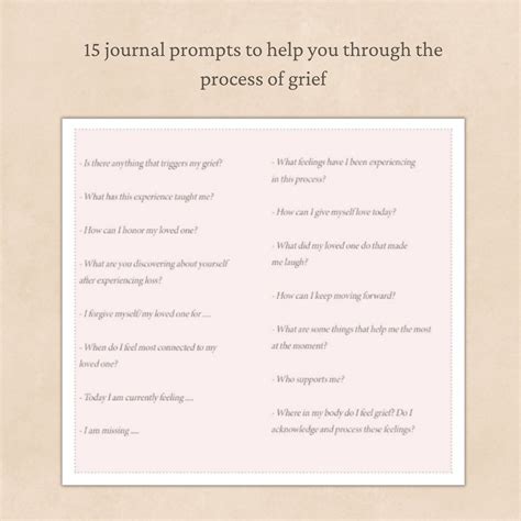 grief printable journal templates printables minimal etsy