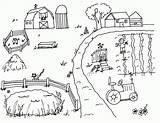 Farm Coloring Pages Countryside Scene Sheets Kids Preschool Printable Book Color Landscape Print Animal Tractor Colouring Preschoolers Sheet Template Farmyard sketch template