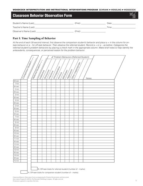 classroom observation forms   ms word excel