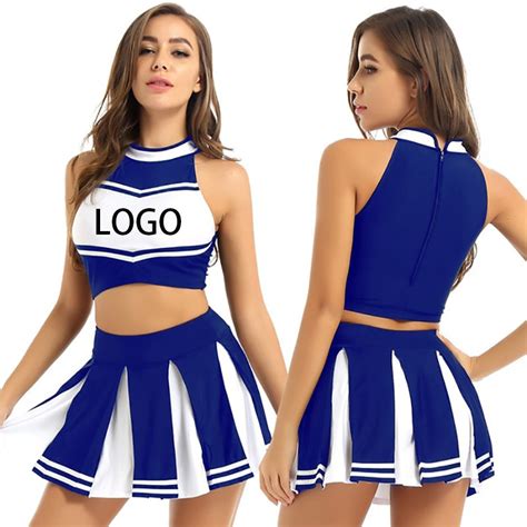 Womens Sleeveless Costume Cheerleading Uniforms Custom Logo Short Skirt