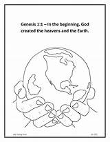 Coloring Pages Creation Bible Earth Verse Kids Mango God Created Sheet Tree Beginning Memory Everywhere Sheets Days Colouring School Sunday sketch template