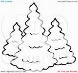 Coloring Clipart Three Outline Illustration Evergreens Evergreen Royalty Visekart Rf Trees Popular Library Background sketch template