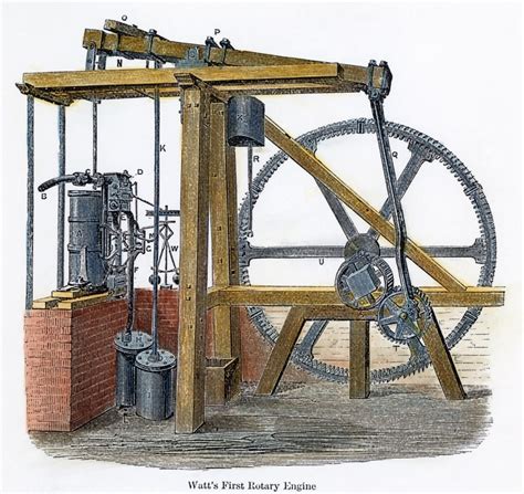 rotary steam engine njames watts    rotary steam engine wood engraving