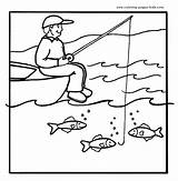 Fishing Coloring Pages Kids Fisherman Printable Clipart Color Man Fish Sports Sheets Print Colouring Summer School Drawings sketch template