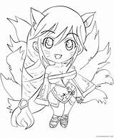 Chibi Ahri Coloring4free sketch template