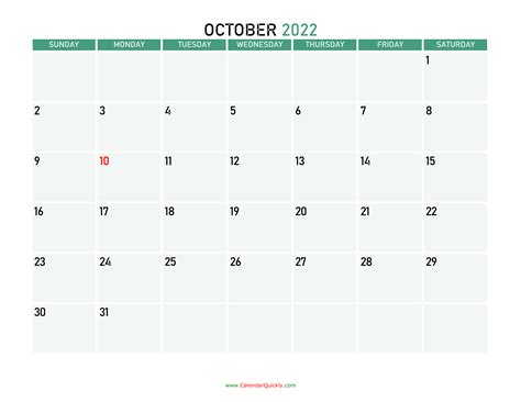 october  printable calendar calendar quickly