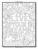 Coloring Dreams Quotes Live Inspirational Adult Kawaii Adorable Fun Book Pages Choose Board Printable sketch template