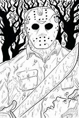 Coloring Jason Pages Horror Myers Michael Freddy Voorhees Mask Printable Halloween Scary Color Vs Adult Sheets Book Print Krueger Colouring sketch template