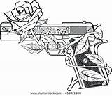 Roses Tattoo Pistole Skulls Logodix Zeichnungen Waffen Sweary Vektor Vorrat Skizzen Valarie Zeichnen Outlaw Lesen Kunsthandwerk Revolver sketch template