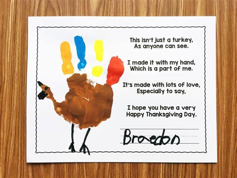 handprint turkey poem printable