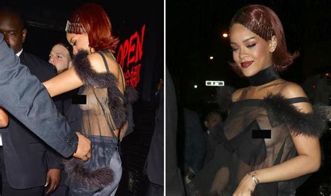 braless rihanna suffers nip slip as she attends met gala