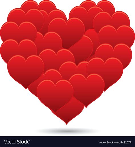 shiny  red hearts   shape   big heart vector image