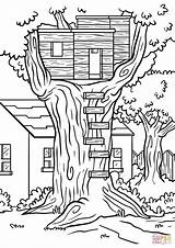 Coloring Treehouse Pages Printable Drawing sketch template