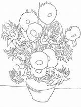 Kleurplaat Zonnebloemen Sunflowers Kleurplaten Girasoli Vangoghmuseum Jouw Eruit Versie Ziet Goghs Zonnebloem Masterpiece Bord sketch template
