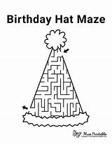 Maze Birthday Hat Mazes Printable Kids Museprintables Activity Preschool Coloring Activities Worksheets Sheet Printables Visit sketch template