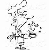 Cartoon Woman Cake Burnt Grumpy Cooking Coloring Outline Vector Holding Drawing Leishman Ron Getdrawings Mother Royalty sketch template